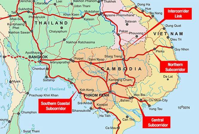 ที่ตั้งใจกลางอนุภูมิภาคลุ่มแม่น้ำโขง The Greater Mekong Subregion (GMS)TEST